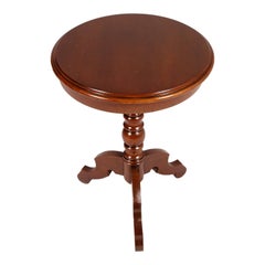 Mid-Century Italian Baroque Round Coffee Side Table Solid Walnut, Wax Polished