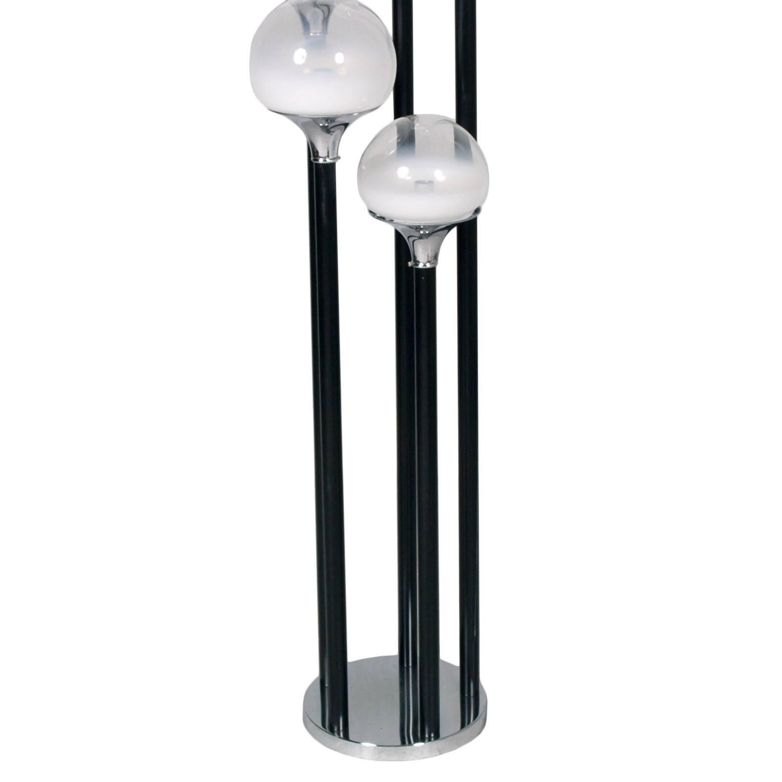 Mid-Century Modern Mid-Century Carlo Nason Style Floor Lamp, Glass and Chrome, Mazzega Murano Glass For Sale