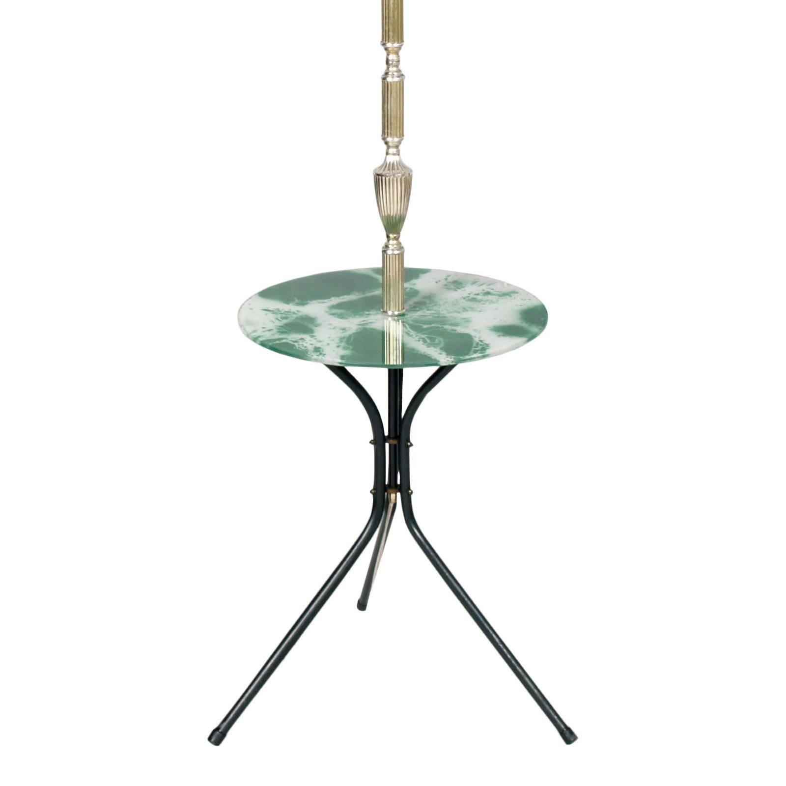 Italian Art Deco Mid-Century Modern Tripod Floor Lamp with Coffee Table Gio Ponti Style For Sale