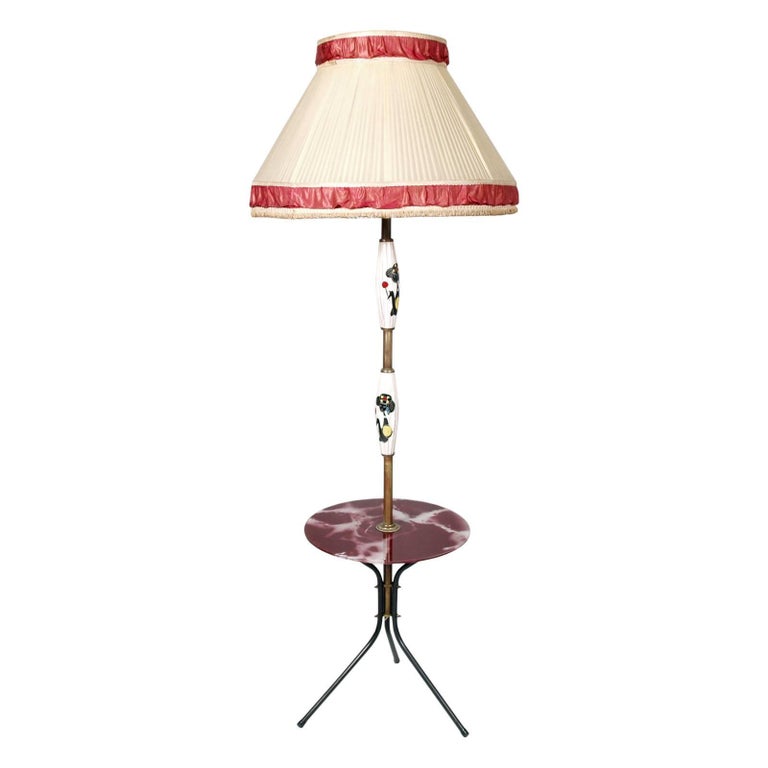 Mid Century Modern Italian Floor Lamp In Parchment After Aldo Tura Mid Century Modern Tripod Floor Lamp With Coffee Table In Gio Ponti Style