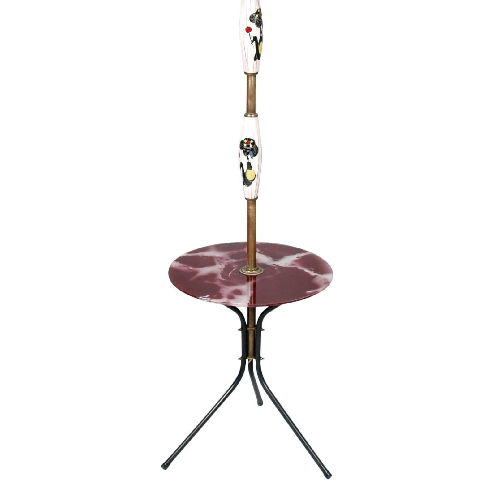 Italian Mid-Century Modern Tripod Floor Lamp with Coffee Table in Gio Ponti Style