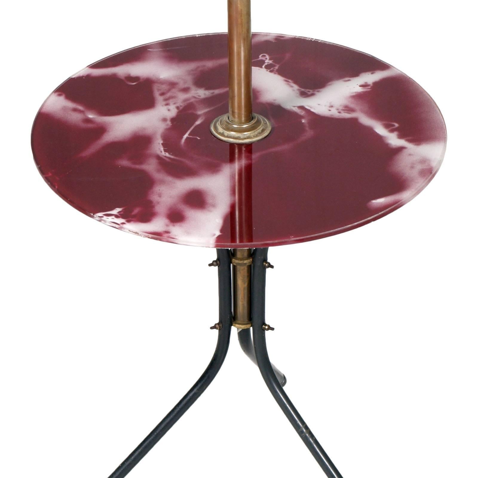 Brushed Mid-Century Modern Tripod Floor Lamp with Coffee Table in Gio Ponti Style