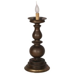 17th Century Bronze Candelabra or Candlestick, Heavy Baroque Table Lamp