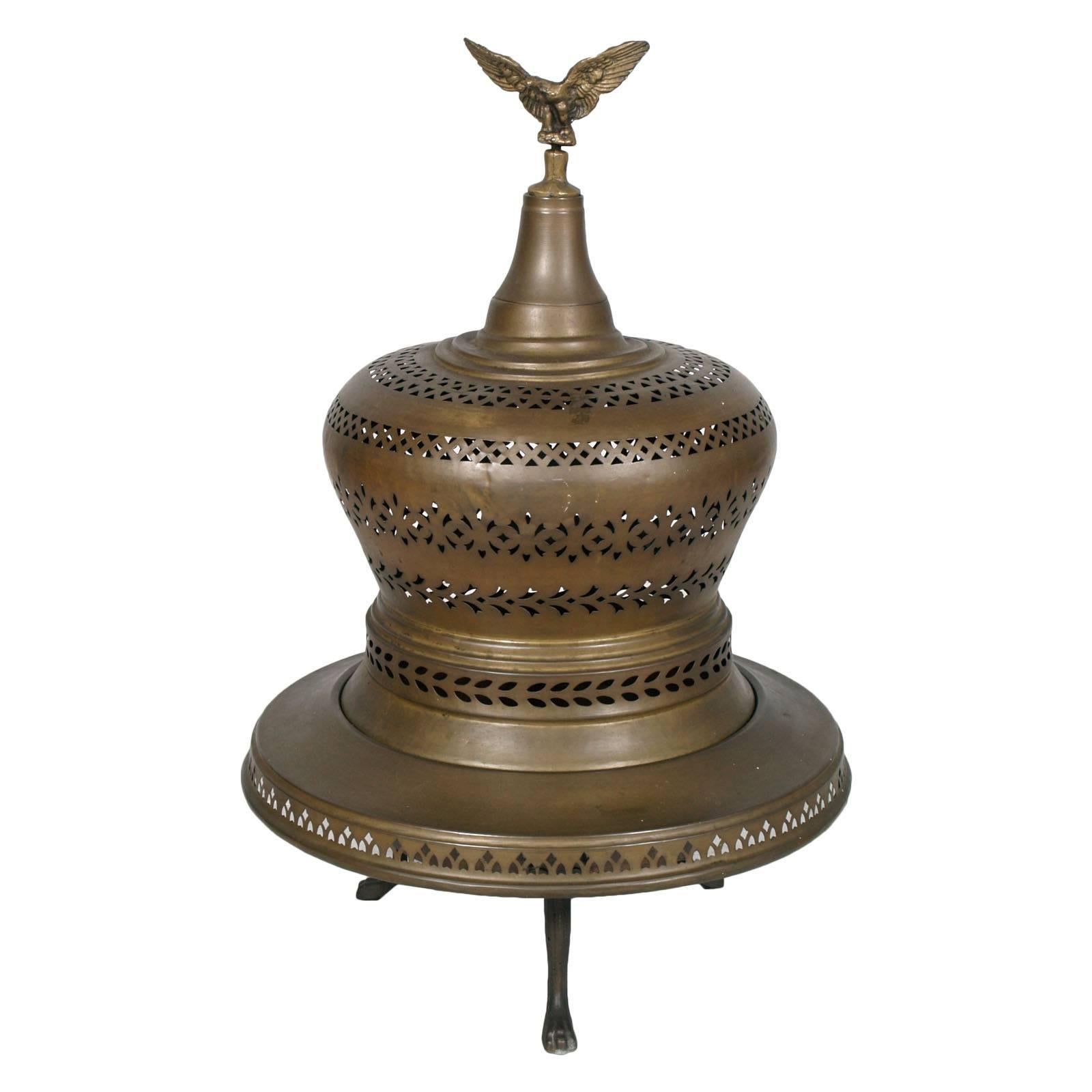 Old Heater, Antique Bell-Brazier for Room Heating, Bronze , Brass and Cast Iron For Sale