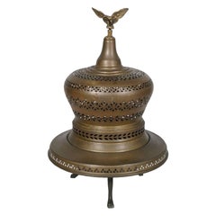 Old Heater, Antique Bell-Brazier for Room Heating, Bronze , Brass and Cast Iron