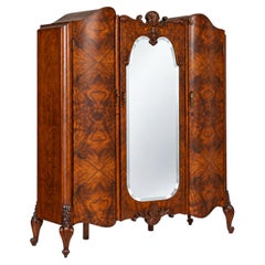Venetian Burled Walnut Armoire Attributed to Vincenzo Cadorin for Testolini 1900
