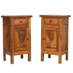Italian Nightstand Last 19th Century in Solid Walnut, Restored Polished to Wax