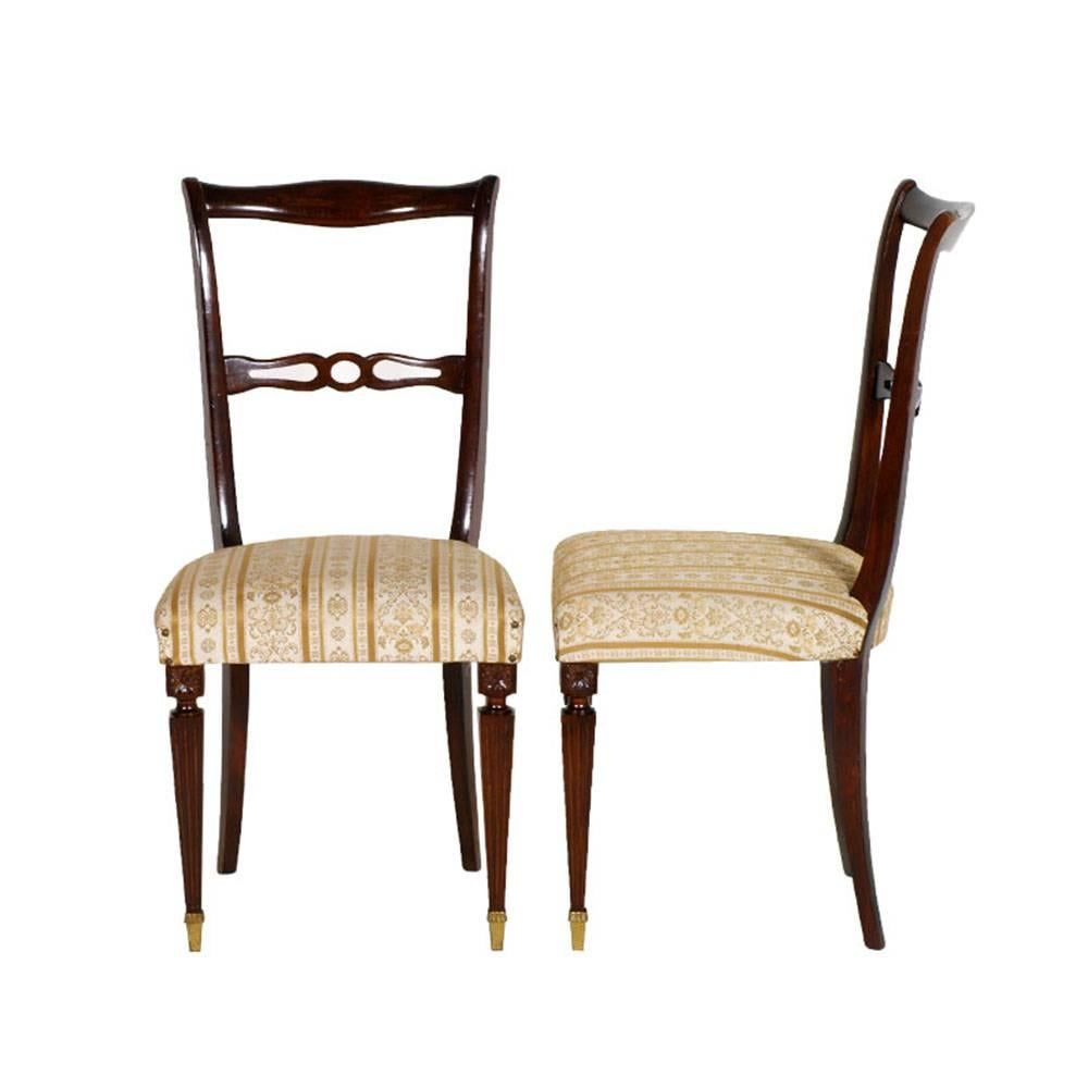 Mid-Century Modern Pair of Early 20th Century Side Chairs in Mahogany , Vittorio Dassi Attributed For Sale