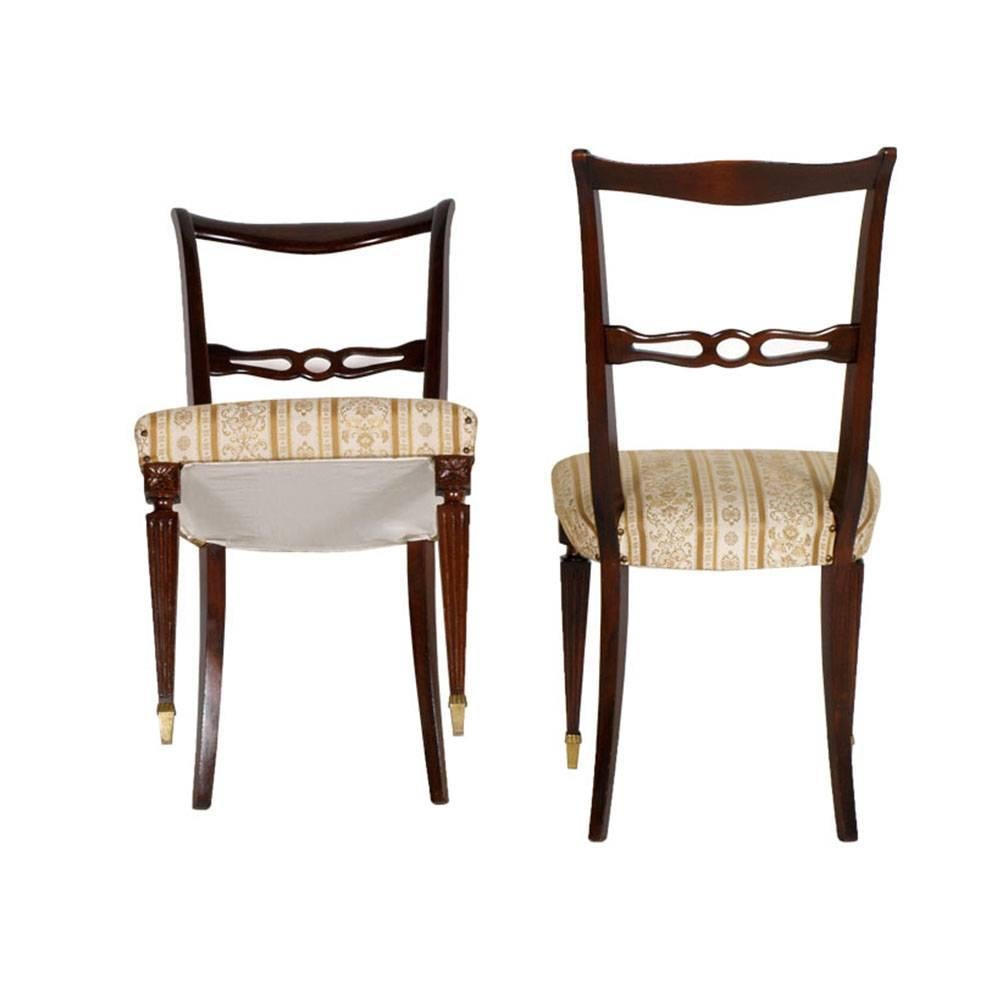 Italian Pair of Early 20th Century Side Chairs in Mahogany , Vittorio Dassi Attributed For Sale
