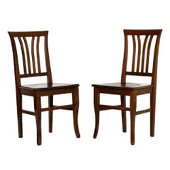 Vintage Italy Mid-Century Modern Pair of Chairs, Solid Walnut Polished to Wax from Asolo