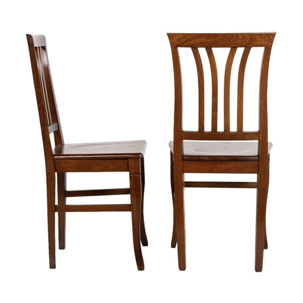 Italy 1940s Art deco pair of chairs, solid walnut polished to wax 