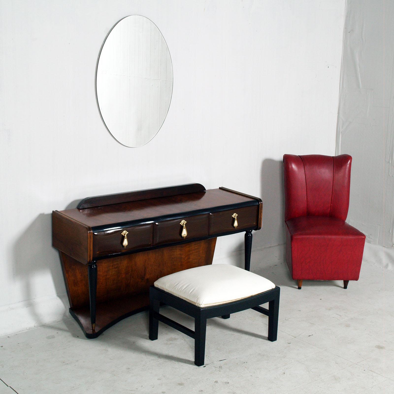 Mid-Century Console Vanity Art Deco, Walnut Glossy Painted by Gaetano Borsani For Sale 1