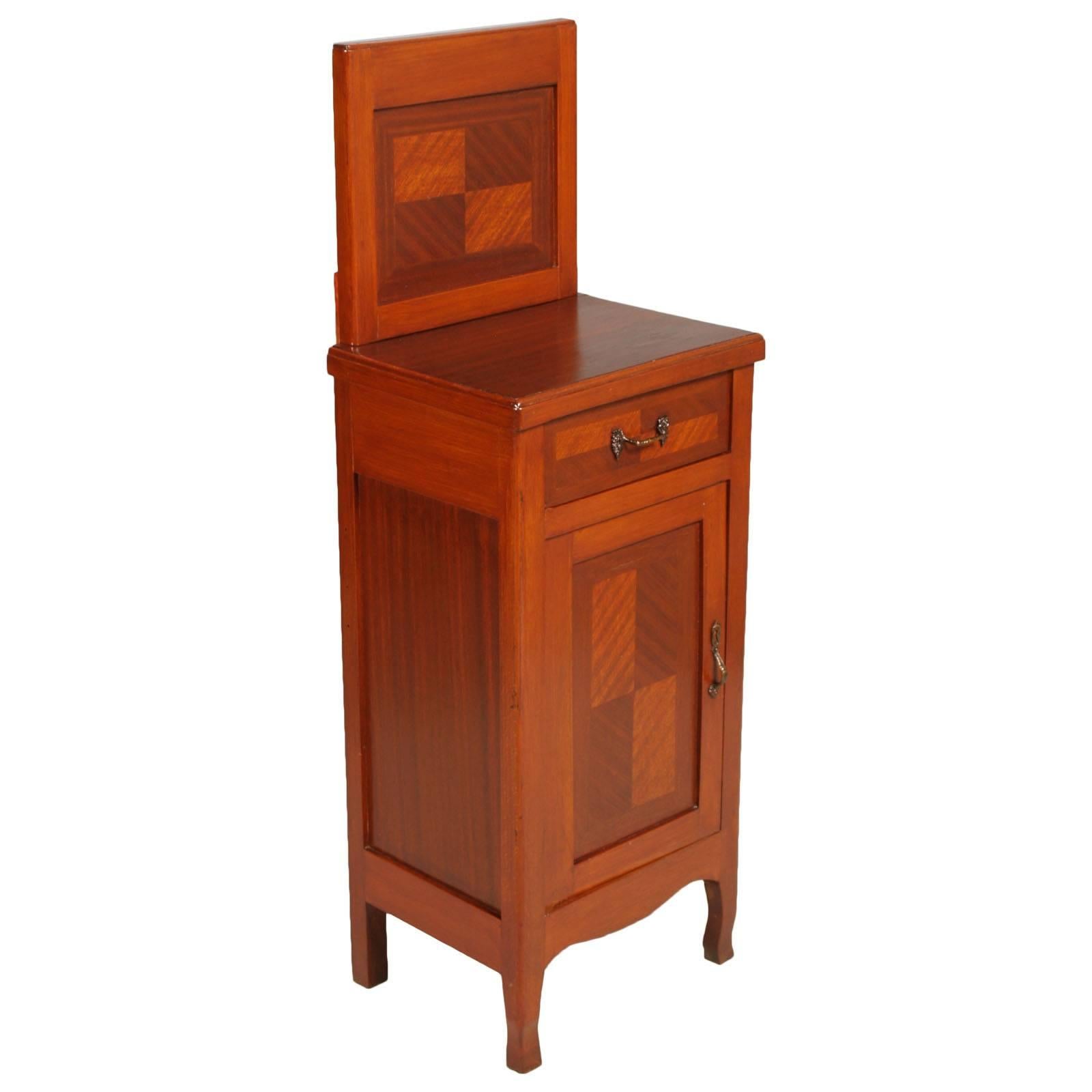 Early 20th Century Italian Art Nouveau Nightstand Restored and Polished to Wax For Sale