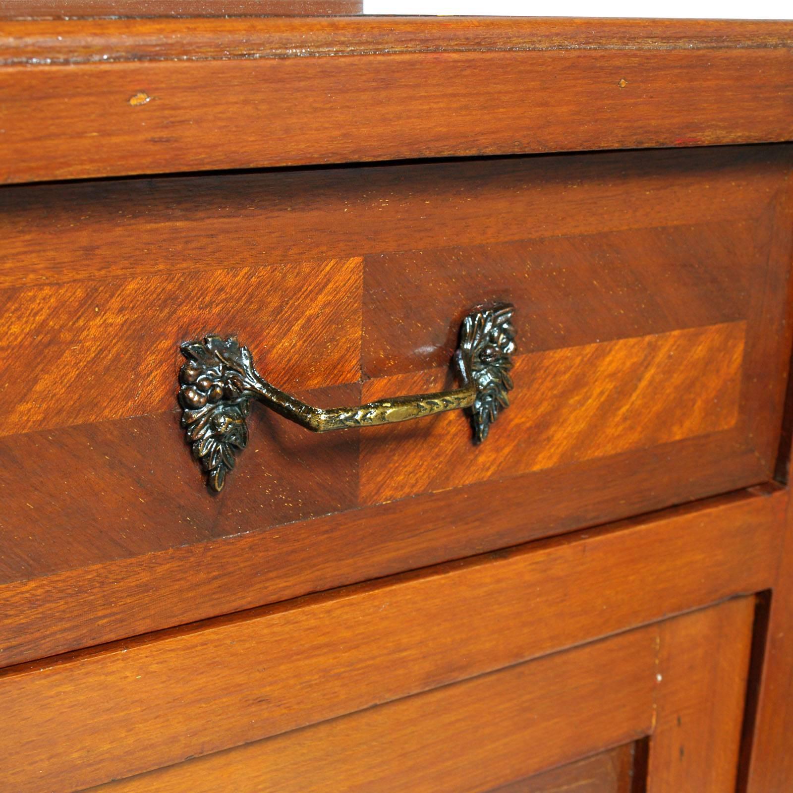 Bronze Early 20th Century Italian Art Nouveau Nightstand Restored and Polished to Wax For Sale