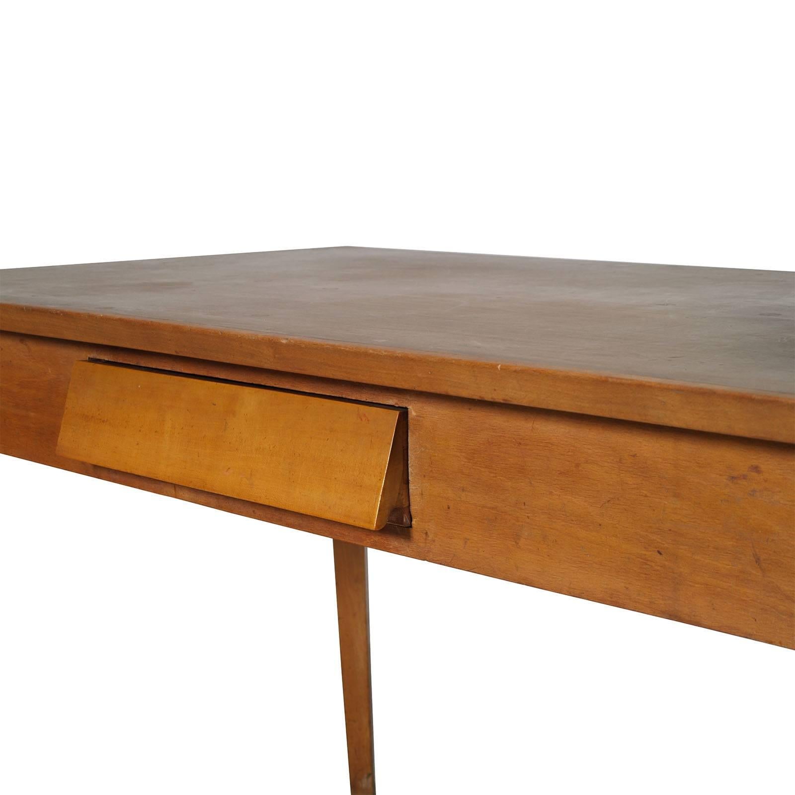 Italian Mid-Century Table with Drawer, Beechwood, Top Formica, Ico Parisi attributed For Sale
