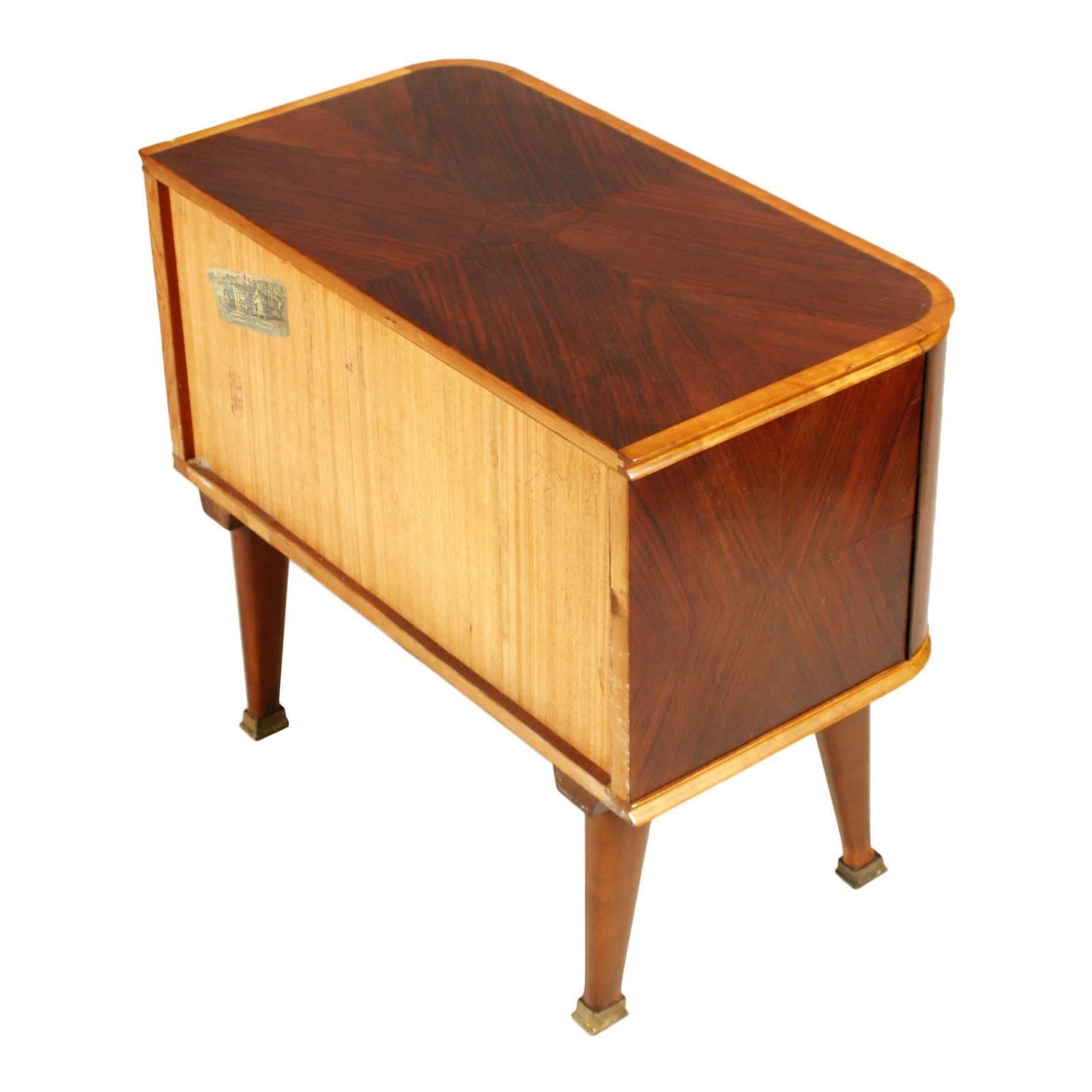 Midcentury Art Deco Nightstand Paolo Buffa Attributed Walnut Burl Inlaid Cantù For Sale 1