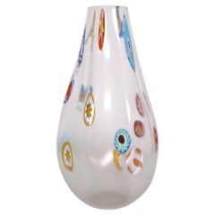 Vintage 1950s Italian Venetian Blown Murano Glass Vase with Murrine by Gino Cenedese