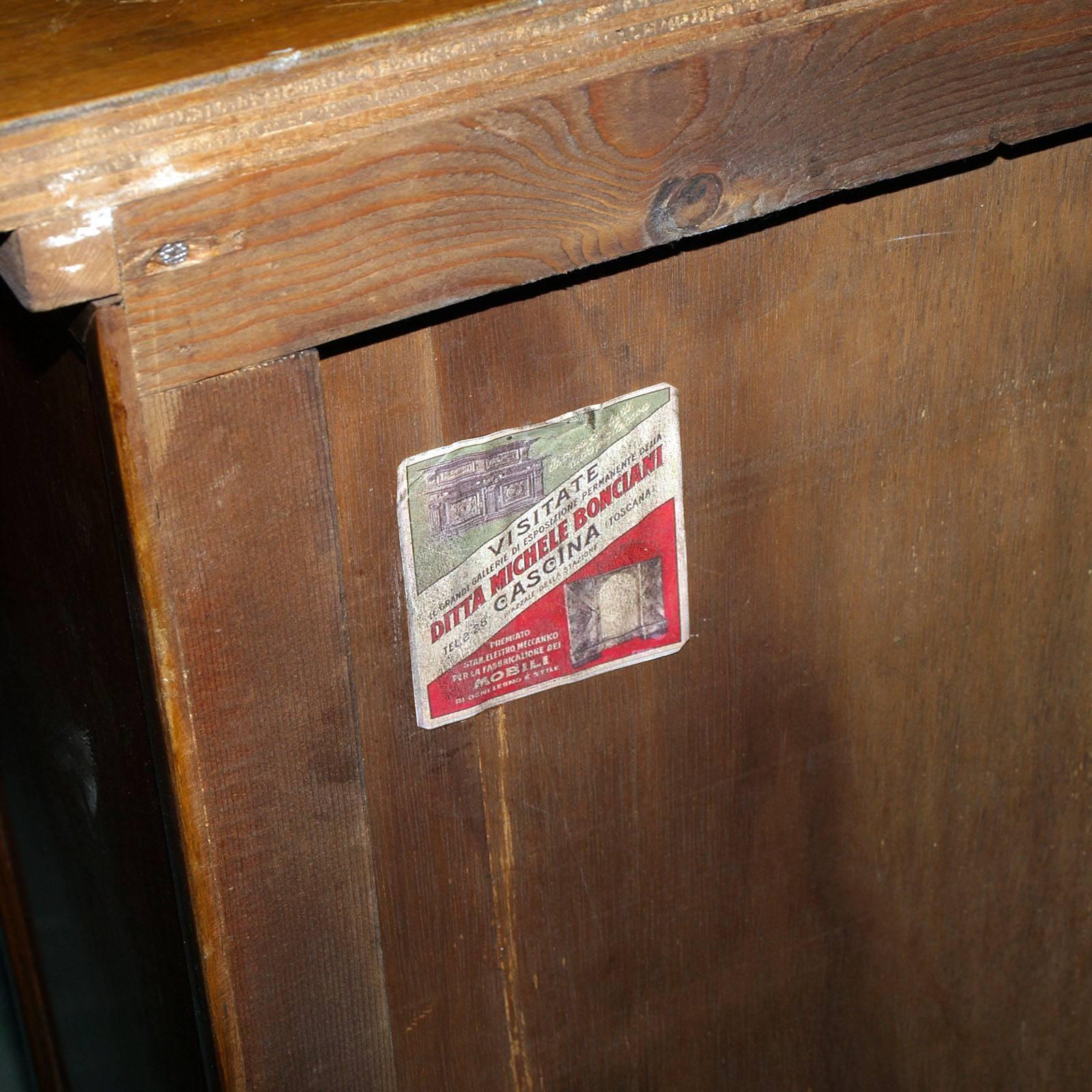 20th Century Tuscan 1940s Credenza Renaissance by Michele Bonciani, Cascina, Blond Walnut