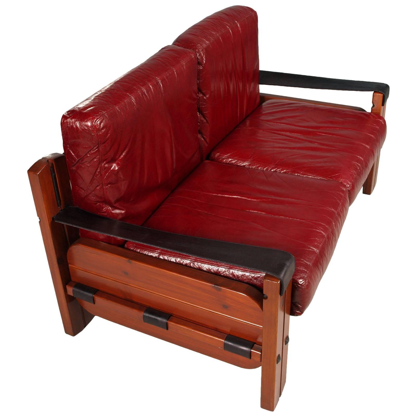 Mid-Century Modern Ensemble de salon en cuir, canapé et fauteuils en cuir des années 1960 par Afra & Tobia Scarpa en vente