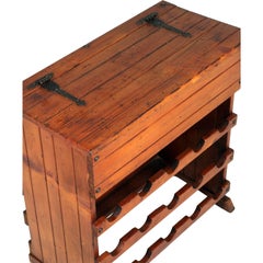 Italian Midcentury Wine bottle holder, Rack in Larch Polished with Wax