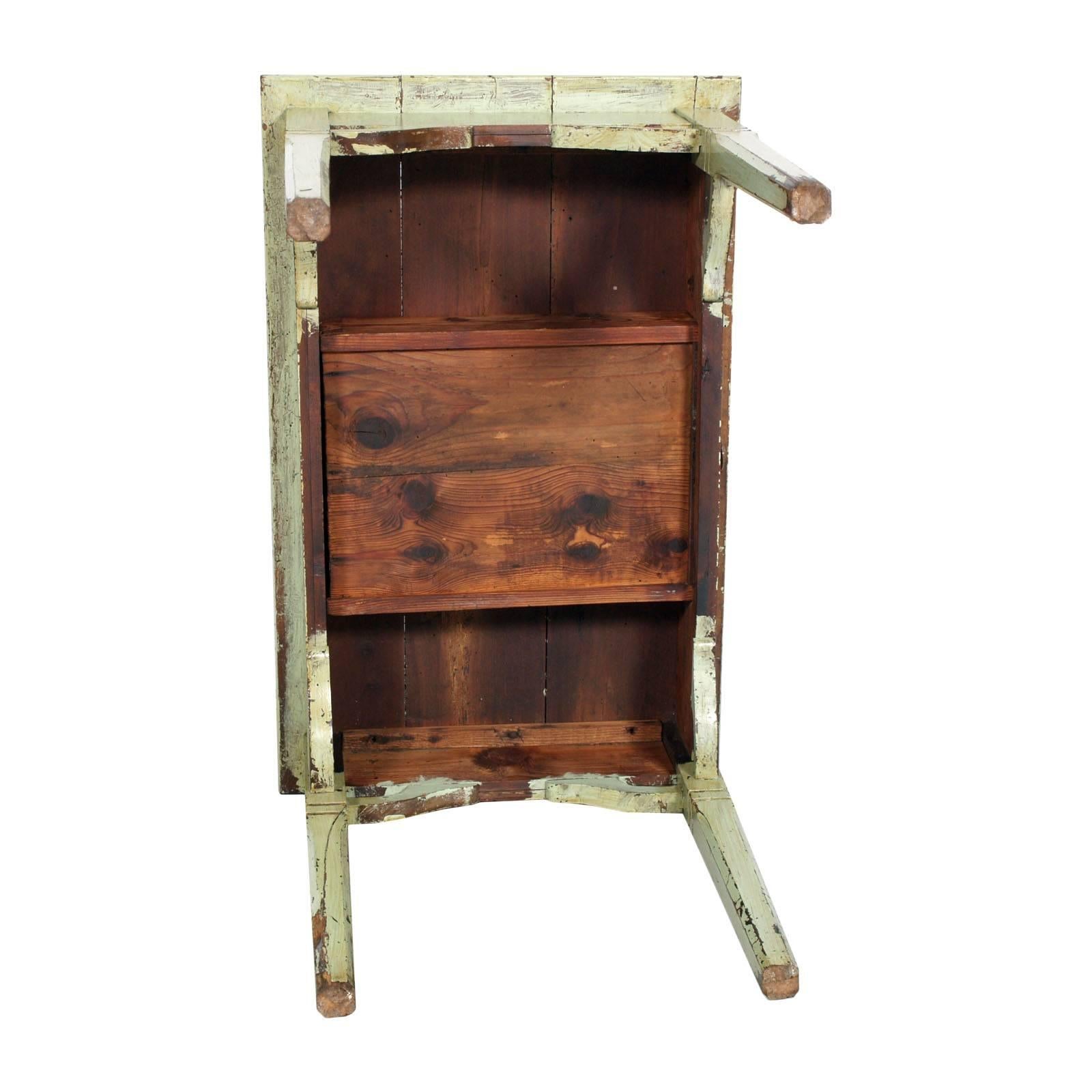 Austrian Late 19th Century Tyrolean Shabby Small Desk Table Art Nouveau, Pine Painted For Sale