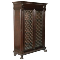 Antique Early 20th Century Italian Renaissance Bookcase, Carved Walnut Finished to Wax