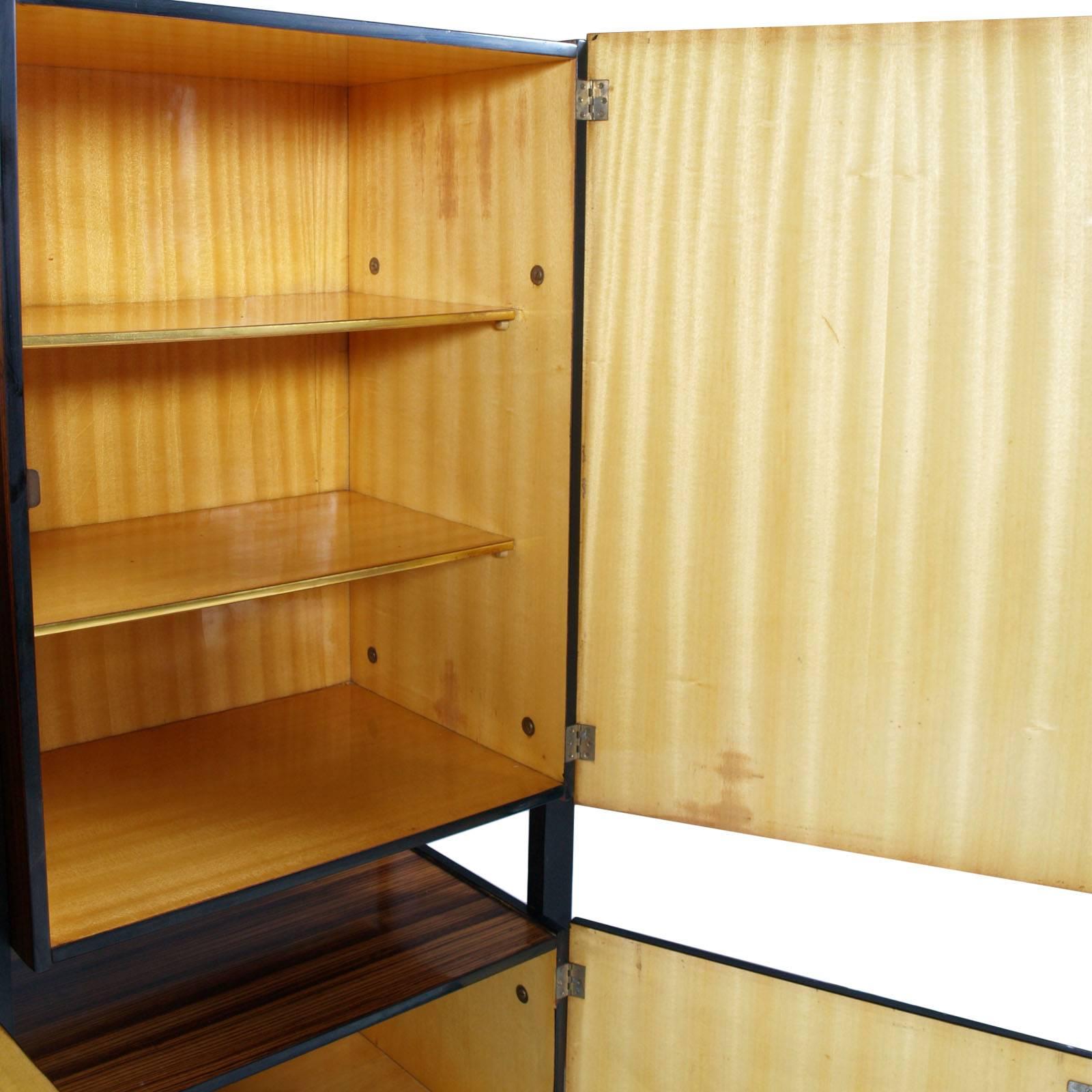 20th Century Midcentury Cantù Bookshelf Sideboard Borsani Style Ebonized Walnut Structure