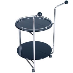 Italian 1990s Folding Bar Cart Chromed Steel Laquered Wood Alfredo Häberli Style