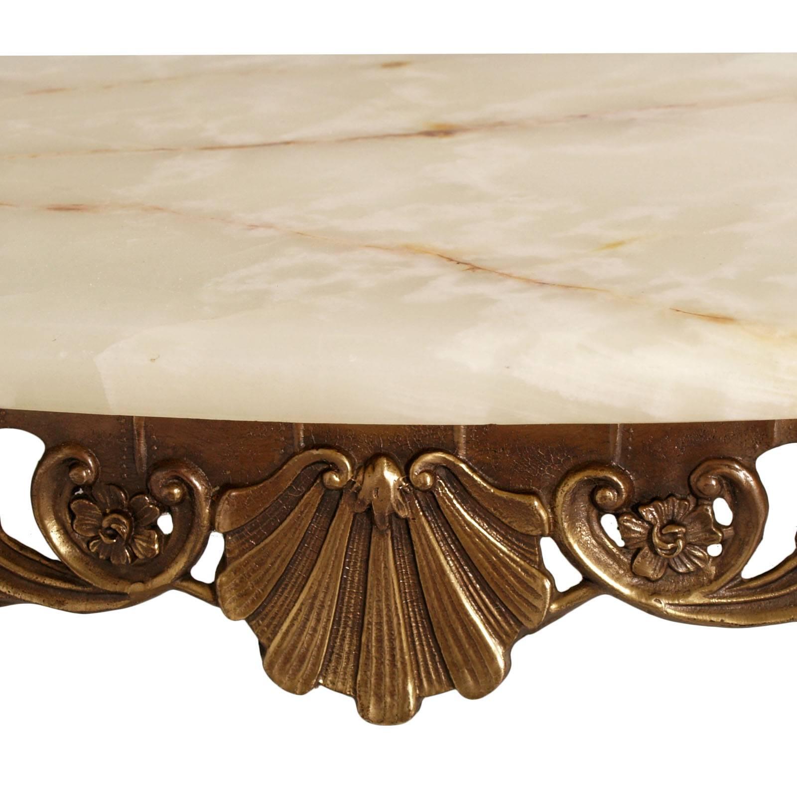 Italian Bronze Venetian Baroque Console Onyx Marble Top, Vincenzo Cadorin Attributable