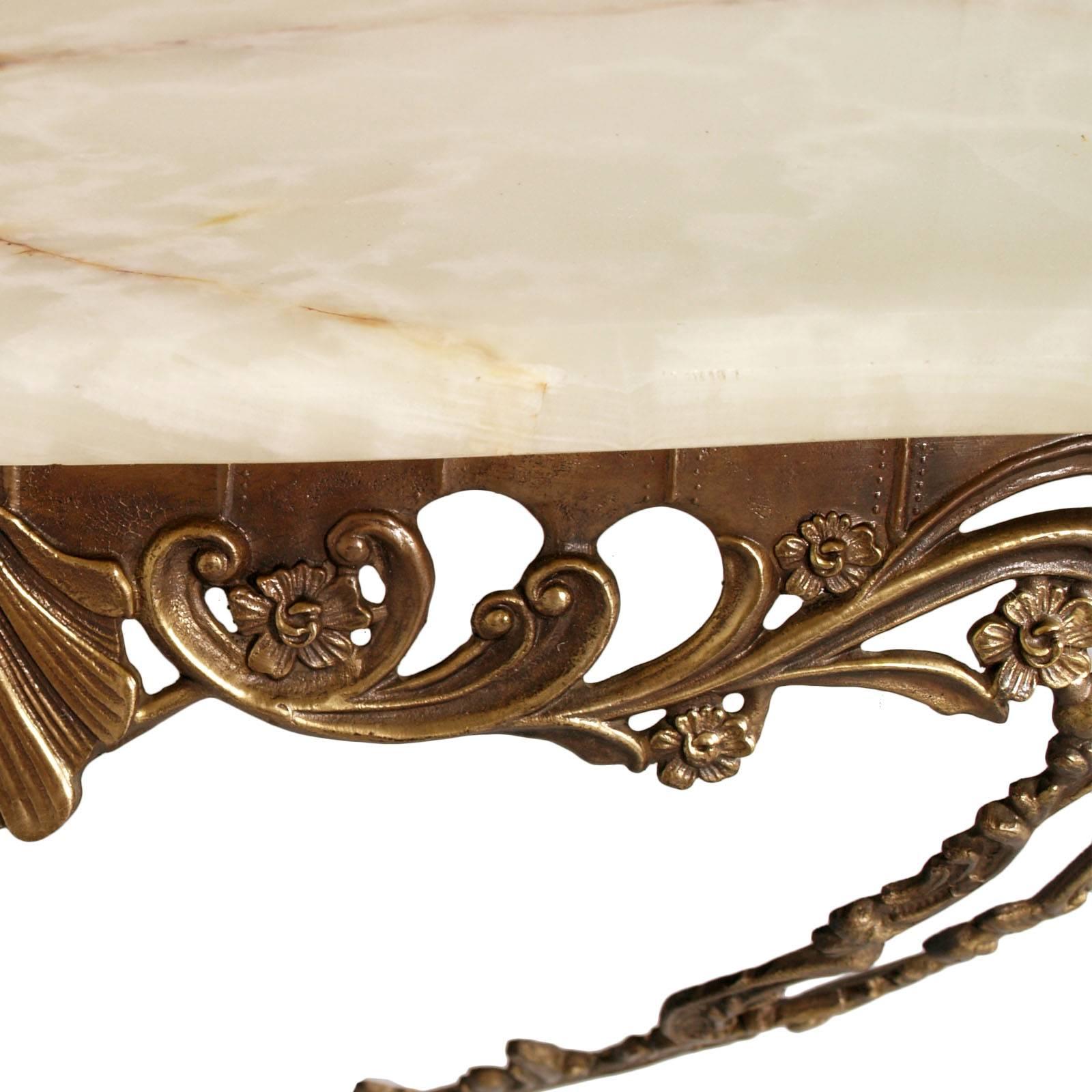 Gilt Bronze Venetian Baroque Console Onyx Marble Top, Vincenzo Cadorin Attributable