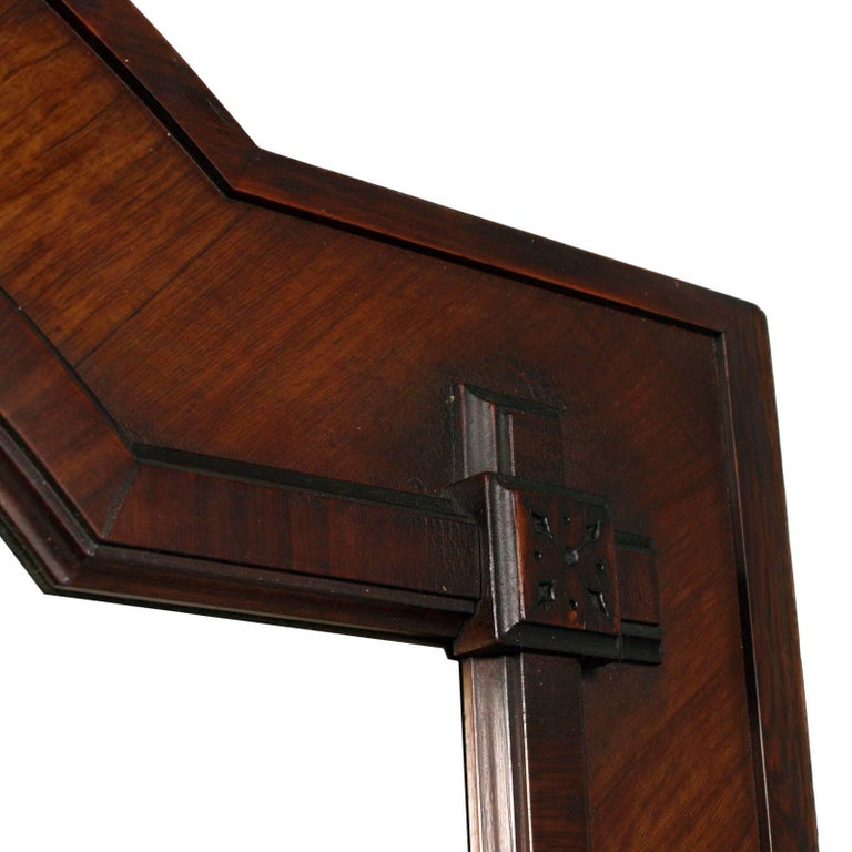 19th Century Large and Heavy Floor Mirror in Solid and Walnut Veneer