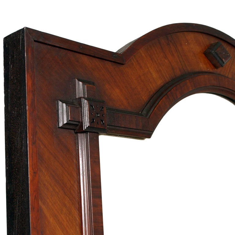 19th Century Large and Heavy Floor Mirror in Solid and Walnut Veneer