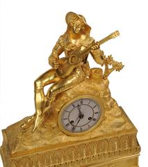 Fine and Early Ormolu Clock, Cavalier Playing a Guitar