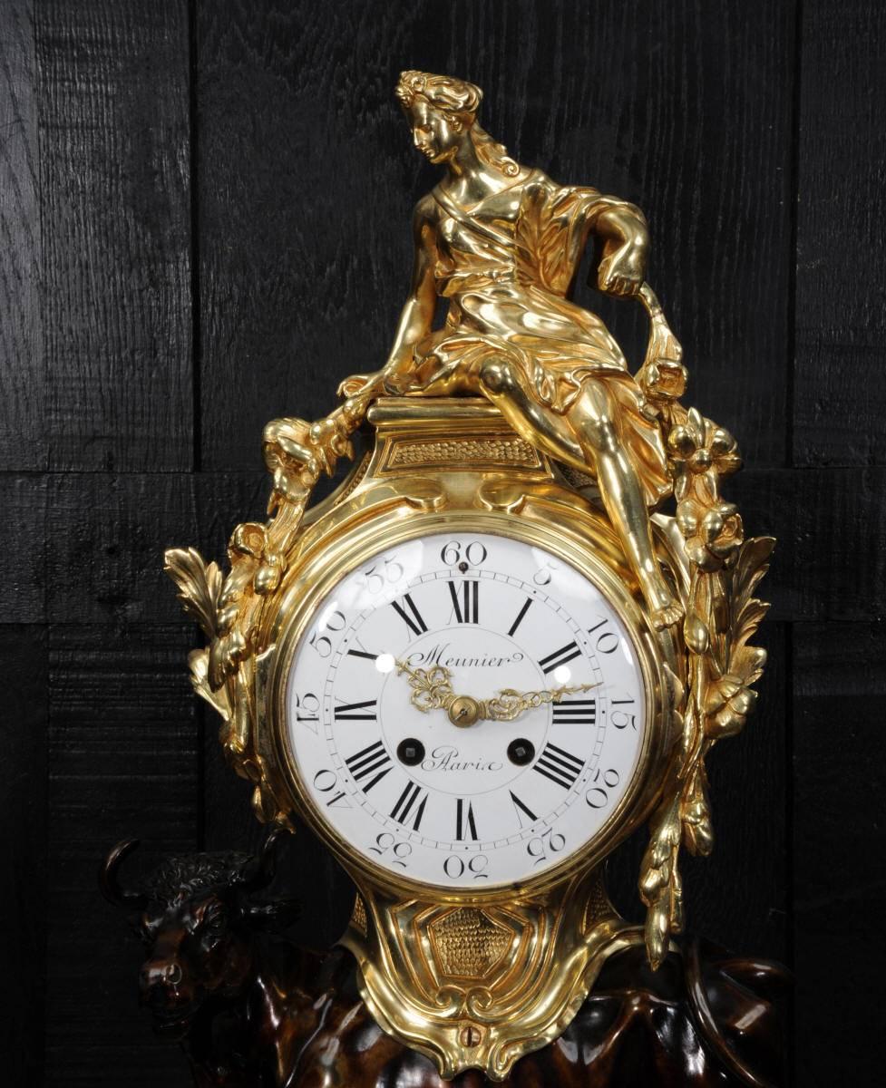 Gilt Antique French Bronze and Ormolu Clock, Europa and the Bull