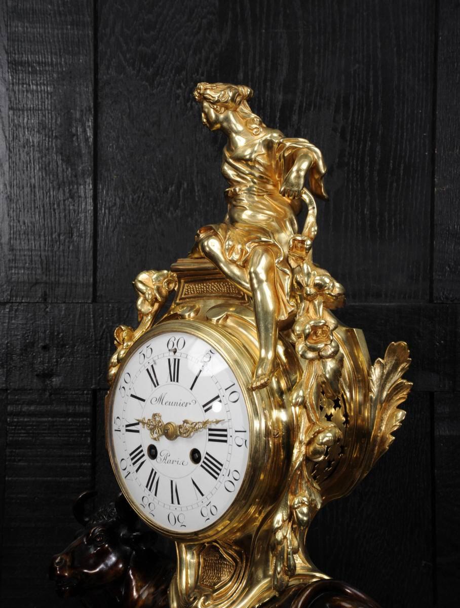 Antique French Bronze and Ormolu Clock, Europa and the Bull 2