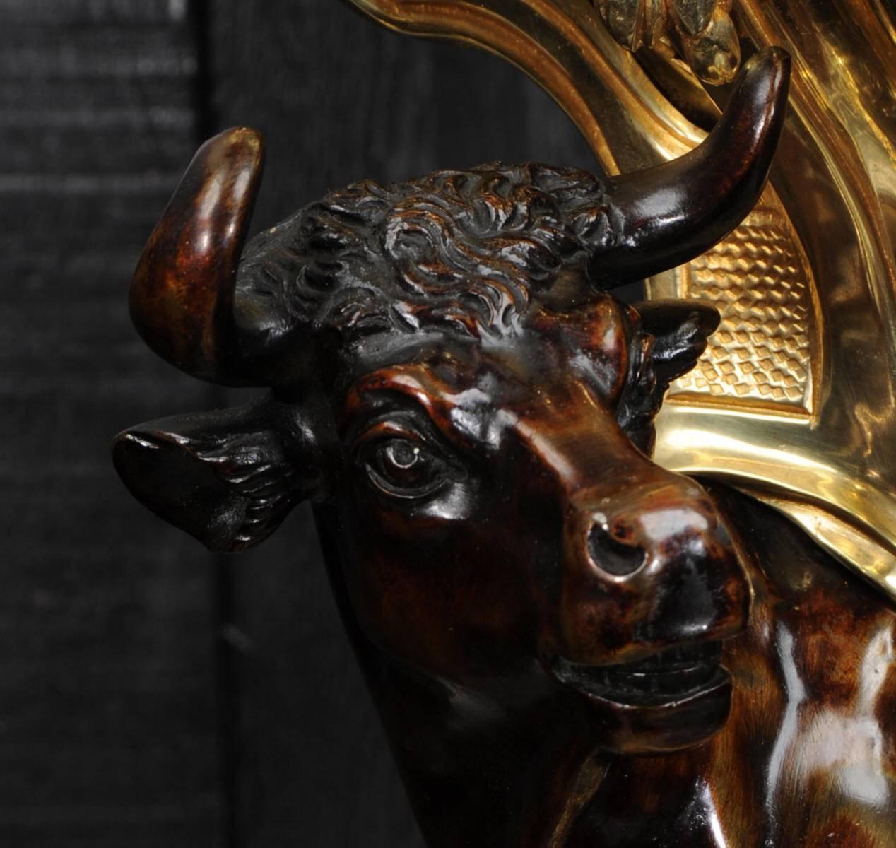 Antique French Bronze and Ormolu Clock, Europa and the Bull 3