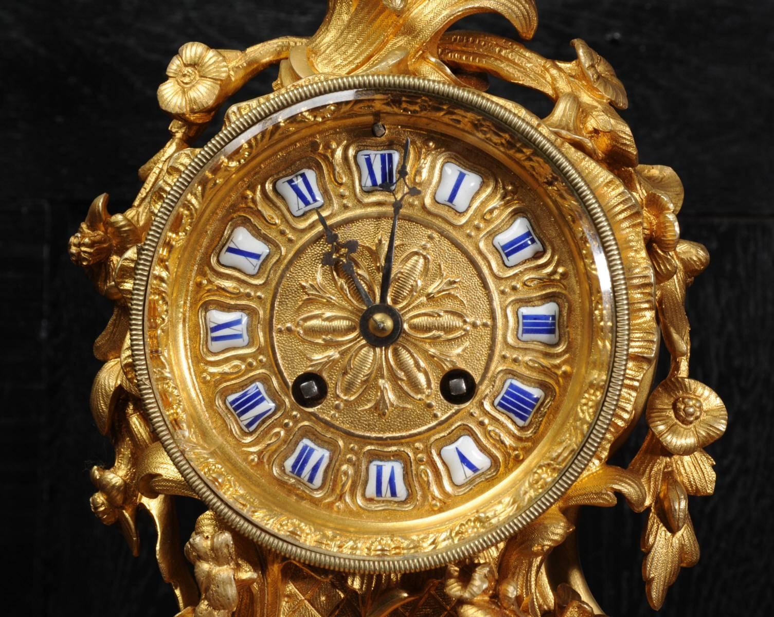 Gilt Fine and Early Ormolu Clock by Raingo Frères and Henri Picard of Paris