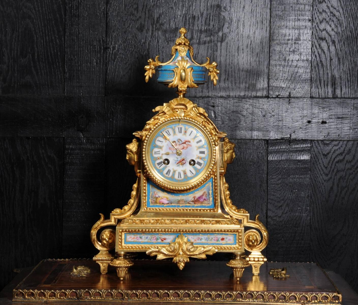Louis XVI Japy Frères Sèvres Porcelain and Ormolu Boudoir Clock