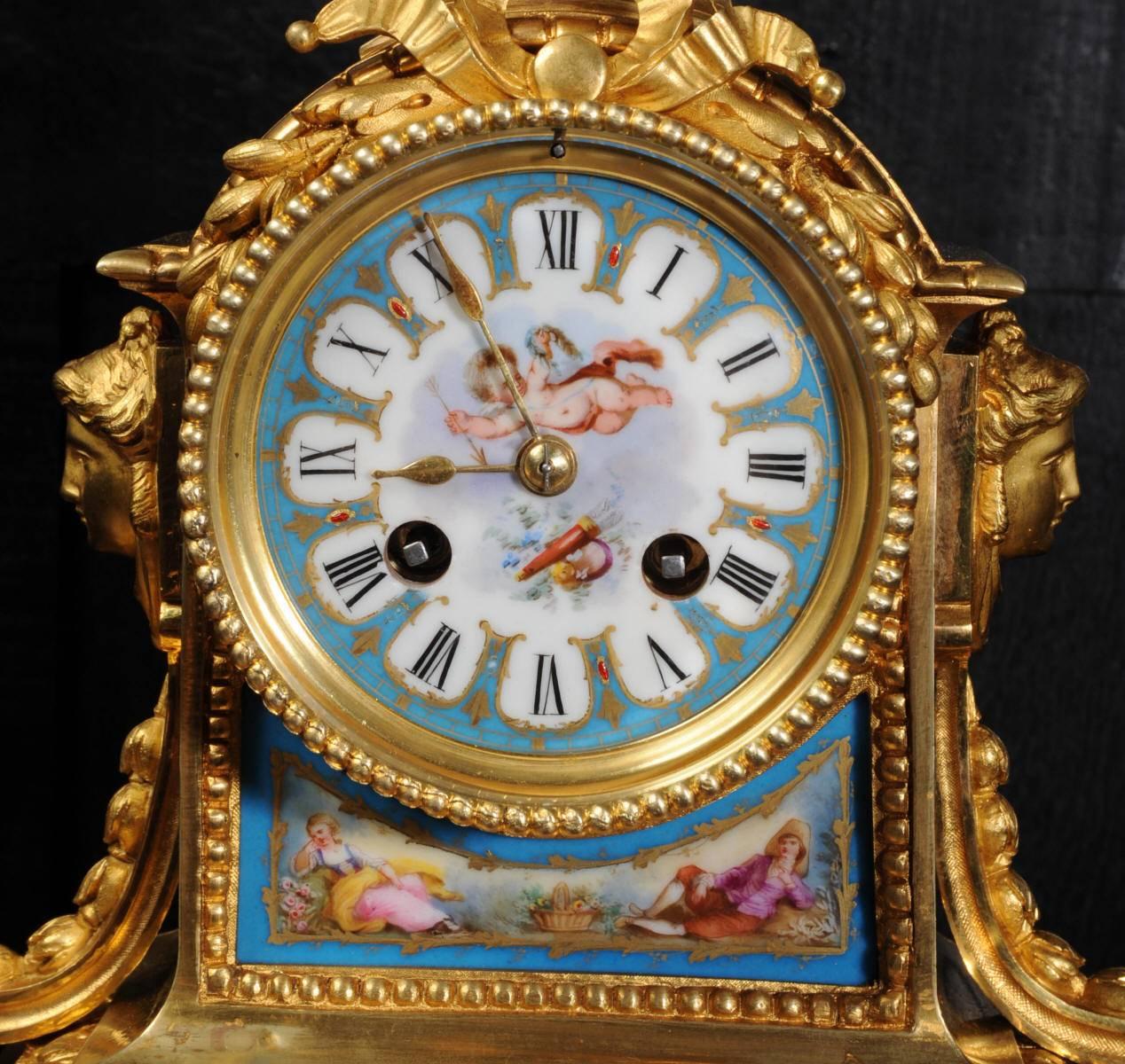 Japy Frères Sèvres Porcelain and Ormolu Boudoir Clock 1