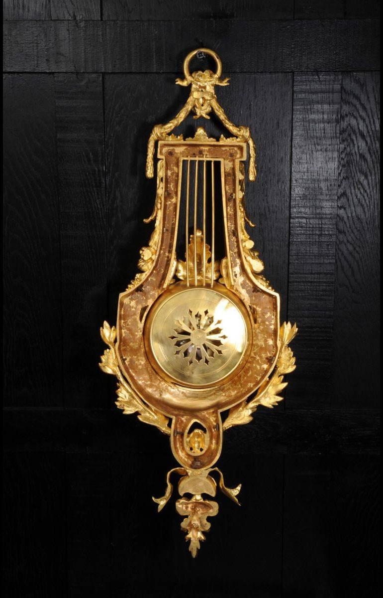 Stunning Ormolu Louis XVI Style Lyre Cartel Wall Clock by Vincenti 4