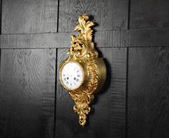 Samuel Marti Gilt Bronze Cartel Wall Clock
