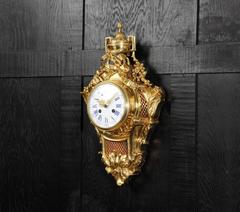 Antique French Gilt Bronze Cartel Wall Clock
