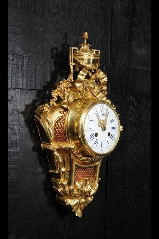 Antique French Gilt Bronze Cartel Wall Clock at 1stDibs antique