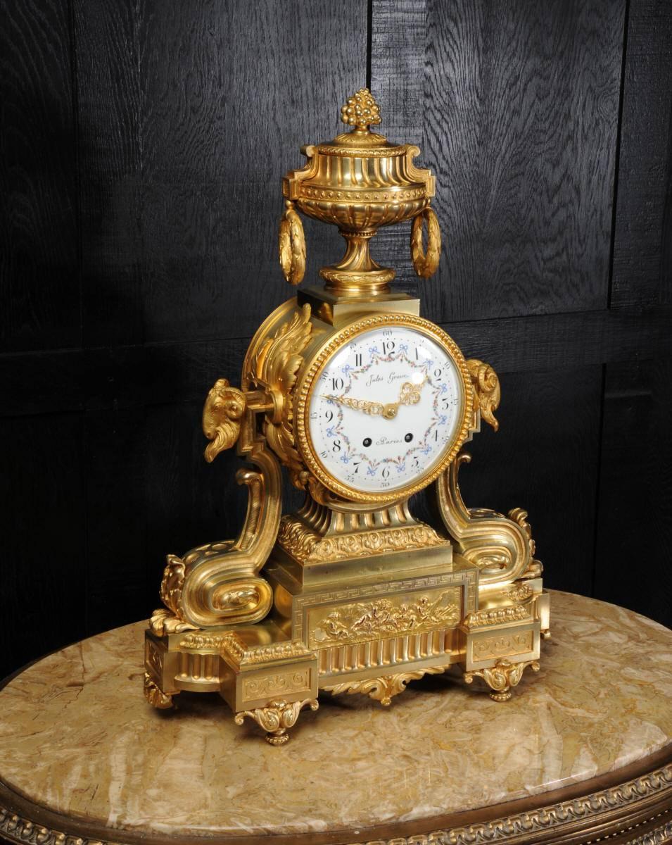 Louis XVI Magnificent Antique French Ormolu Clock, Jules Graux