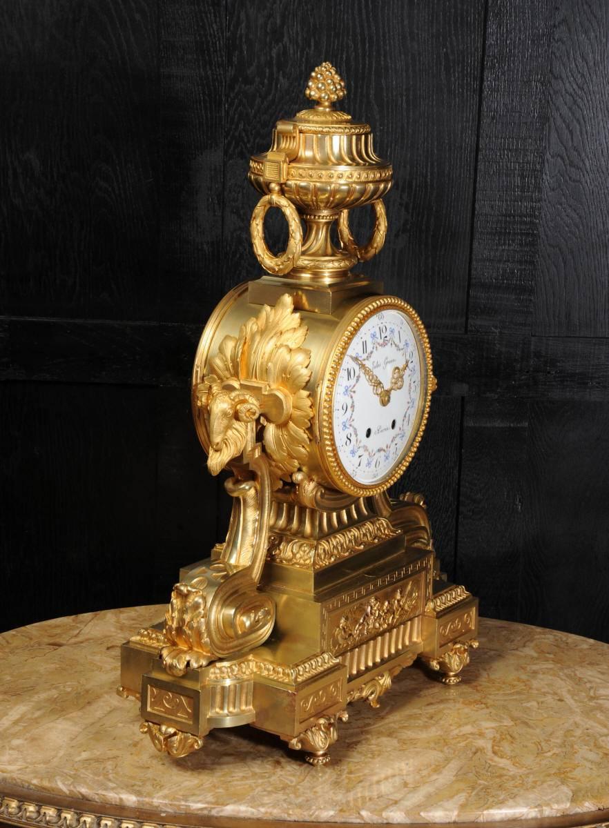 Magnificent Antique French Ormolu Clock, Jules Graux In Good Condition In Belper, Derbyshire