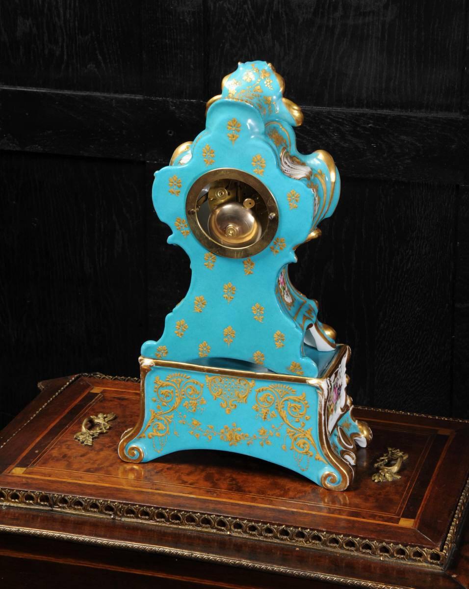 Early French Rococo Porcelain Boudoir Clock, Silk Suspension Movement 2