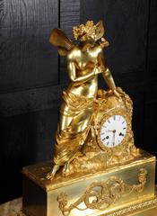 Early Large Ormolu Clock Psyche and the Butterfly Silk Suspension Movement