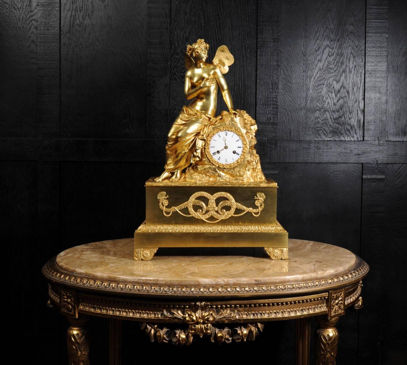 Early Large Ormolu Clock Psyche and the Butterfly Silk Suspension Movement 1