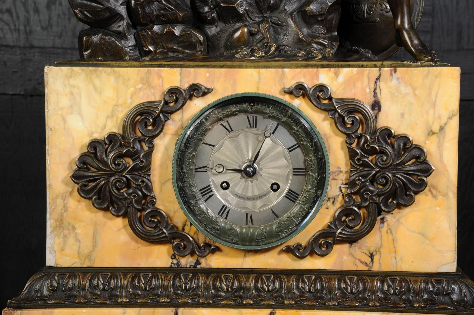 Patinated Agamemnon, Greek Hero of the Trojan War, Fine and Early Bronze Clock