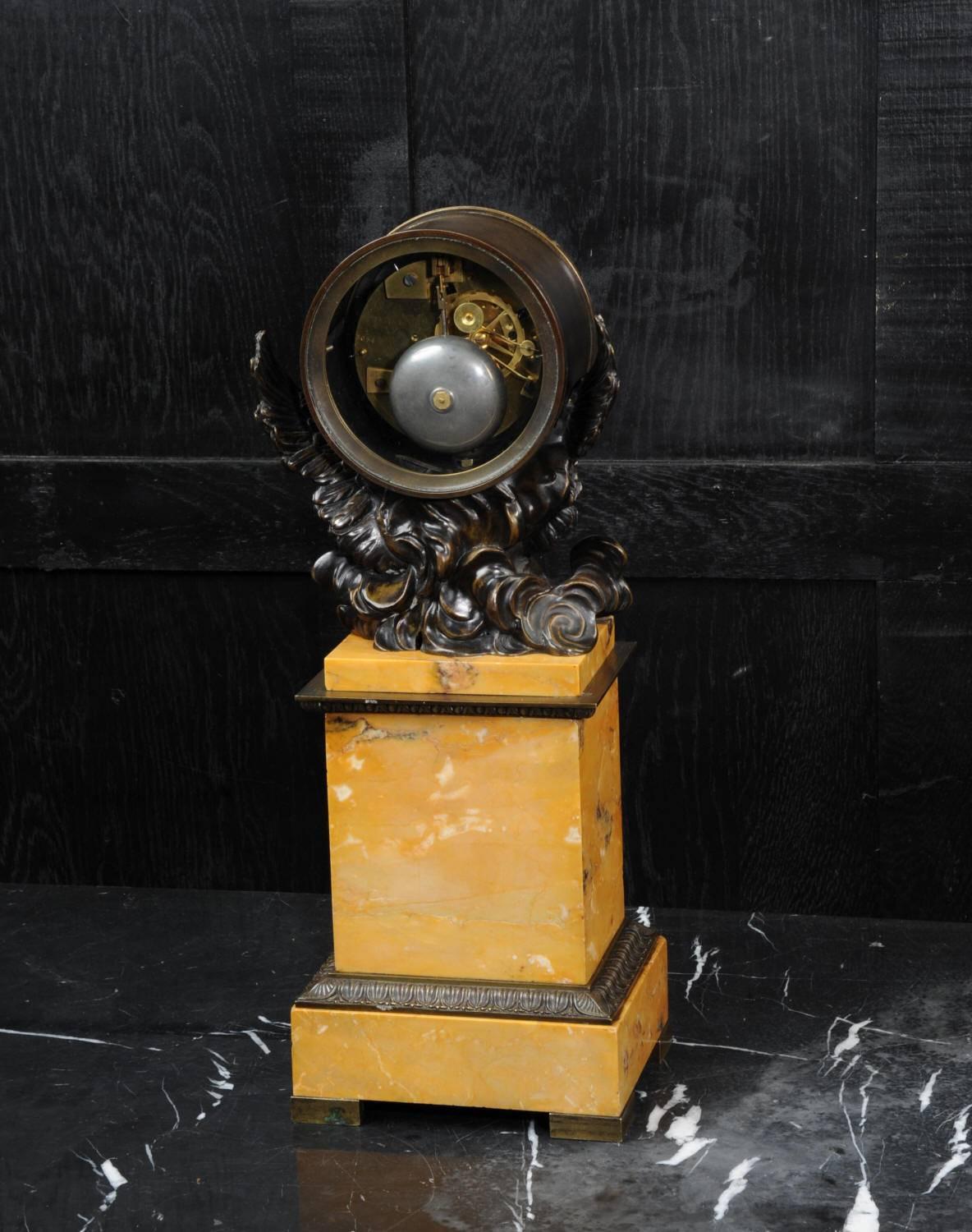 Early Bronze and Sienna Marble Eagle Drumhead Clock by Henry and J.J. Lepaute 1